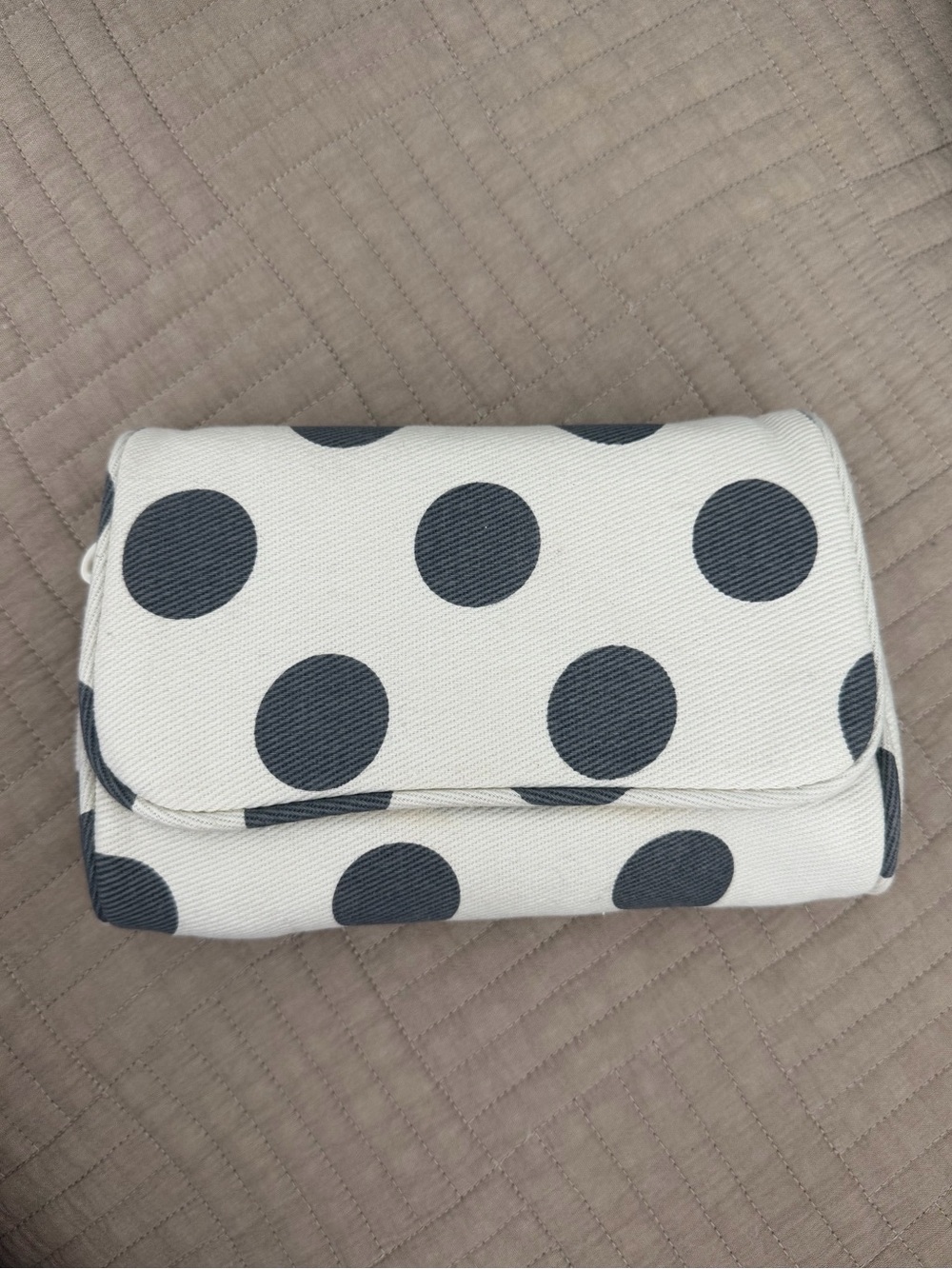 Brandy Melville White Cosmetic Bag with Black Polka Dots